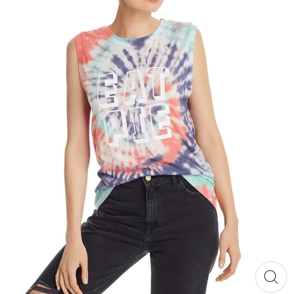 NWT Wildfox Eat Pie Graphic Tie Dye Muscle Tee